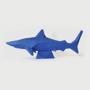 Blue Shark 3D puzzle paper DIY kit home decoration, brainteaser, papercraft folding pets immagine 2