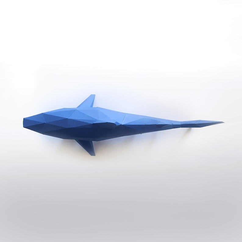 Blue Shark 3D puzzle paper DIY kit home decoration, brainteaser, papercraft folding pets immagine 3