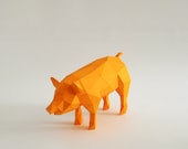 Orange Pig 3D puzzle paper craft DIY kit home decoration,  papercraft, Folding pets