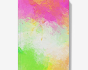 Hardbacked Journal Featuring Coulourful Abstract Paint. Coulourful Abstract Paint Design Notebook available in Line or Plain Paper.