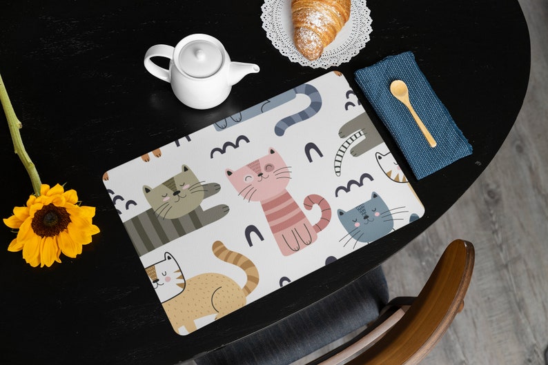 Wooden Cork Placemats Featuring Cute Cats. Dinner Placemats in Etsy