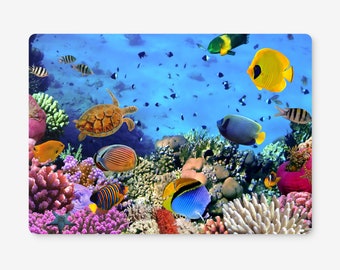 Wooden Cork Placemats featuring the Australian Coral Reef.  Dinner Placemats in sets of 2, 4 or 6.