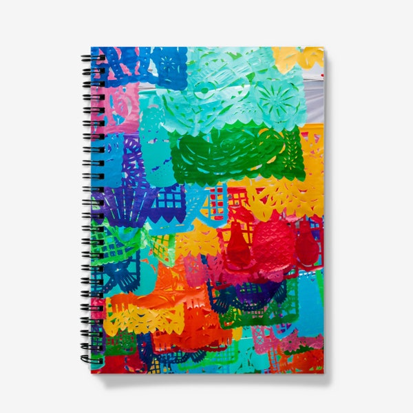 A5 Spiral Notebook Featuring Mexico Buntings. Colourful Buntings Design Notebook with Lined Paper.