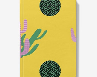 Hardbacked Journal Featuring Mexico Colourful Cactus. Coulourful Cactus Design Notebook available in Line or Plain Paper.