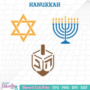 Hanukkah Schablonen Set - DIGITALER DOWNLOAD -Svg Eps Png Dxf - Perfekt für Gesichtsbemalung, Kekse, Getränke etc