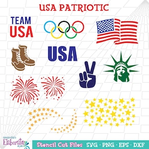 USA Stencil Set - DIGITAL DOWNLOAD - Svg Eps Png Dxf - Perfect for Face Painting, Cookies, Drinks, etc