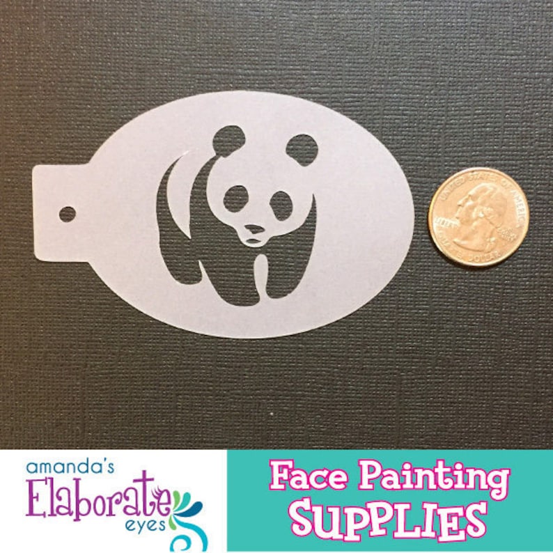 panda face painting stencil mini etsy