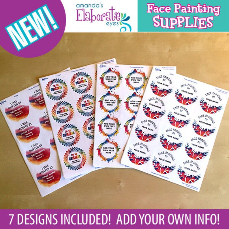 Printyourown STICKERS Face Painting Sticker Templates Etsy UK