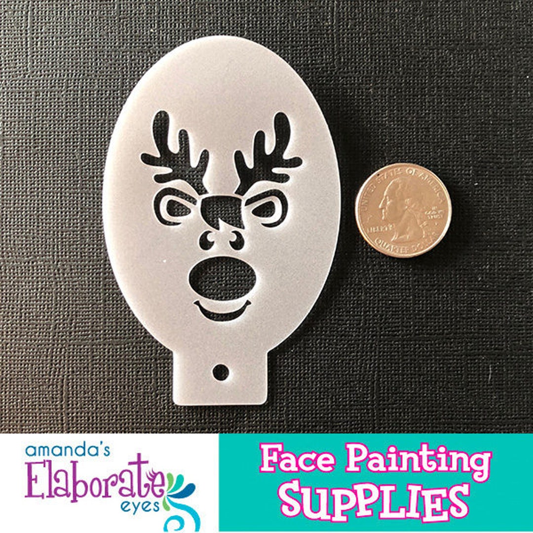 XMAS REINDEER FACE - Face Painting Stencil (mini) - Etsy
