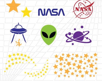 SPACE Stencil Set - DIGITAL DOWNLOAD - Svg Eps Png Dxf - Perfect for Face Painting, Cookies, Drinks, etc