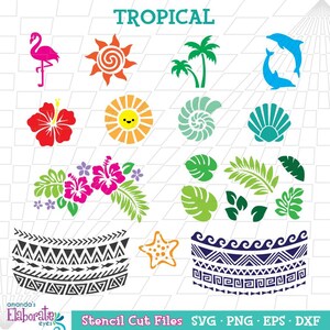 Ensemble de pochoirs TROPICAL - TÉLÉCHARGEMENT NUMÉRIQUE - Svg Eps Png Dxf