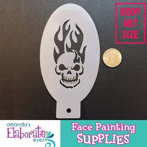 FLAMING SKULL - Pochoir pour maquillage (moyen)