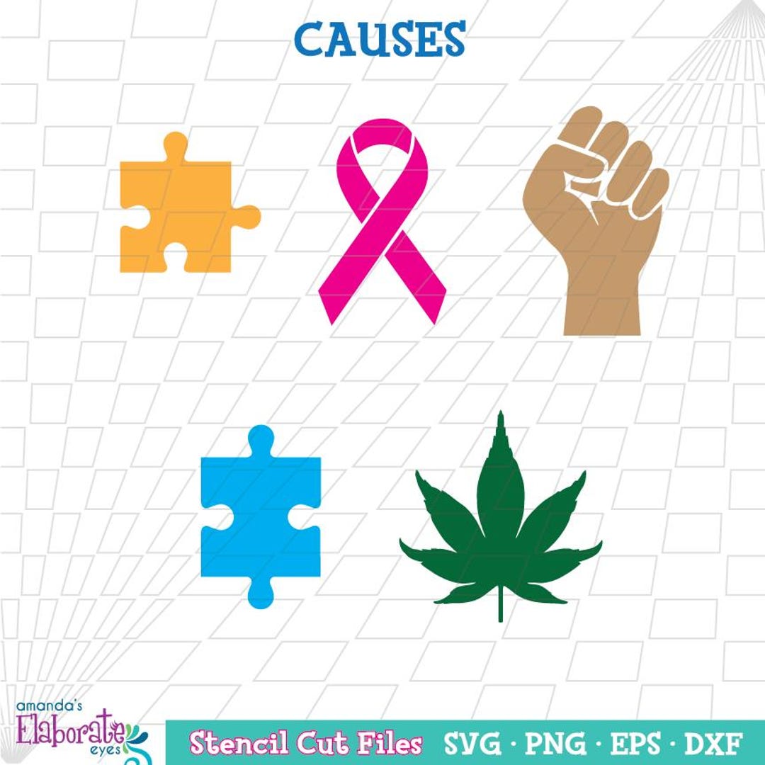 CAUSES Stencil Set - DIGITAL DOWNLOAD - Svg Eps Png Dxf - Perfect for ...