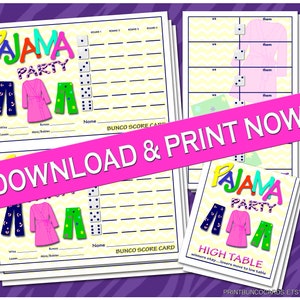 Printable Pajama Party Bunco Cards Bunko Scorecards Score | Etsy