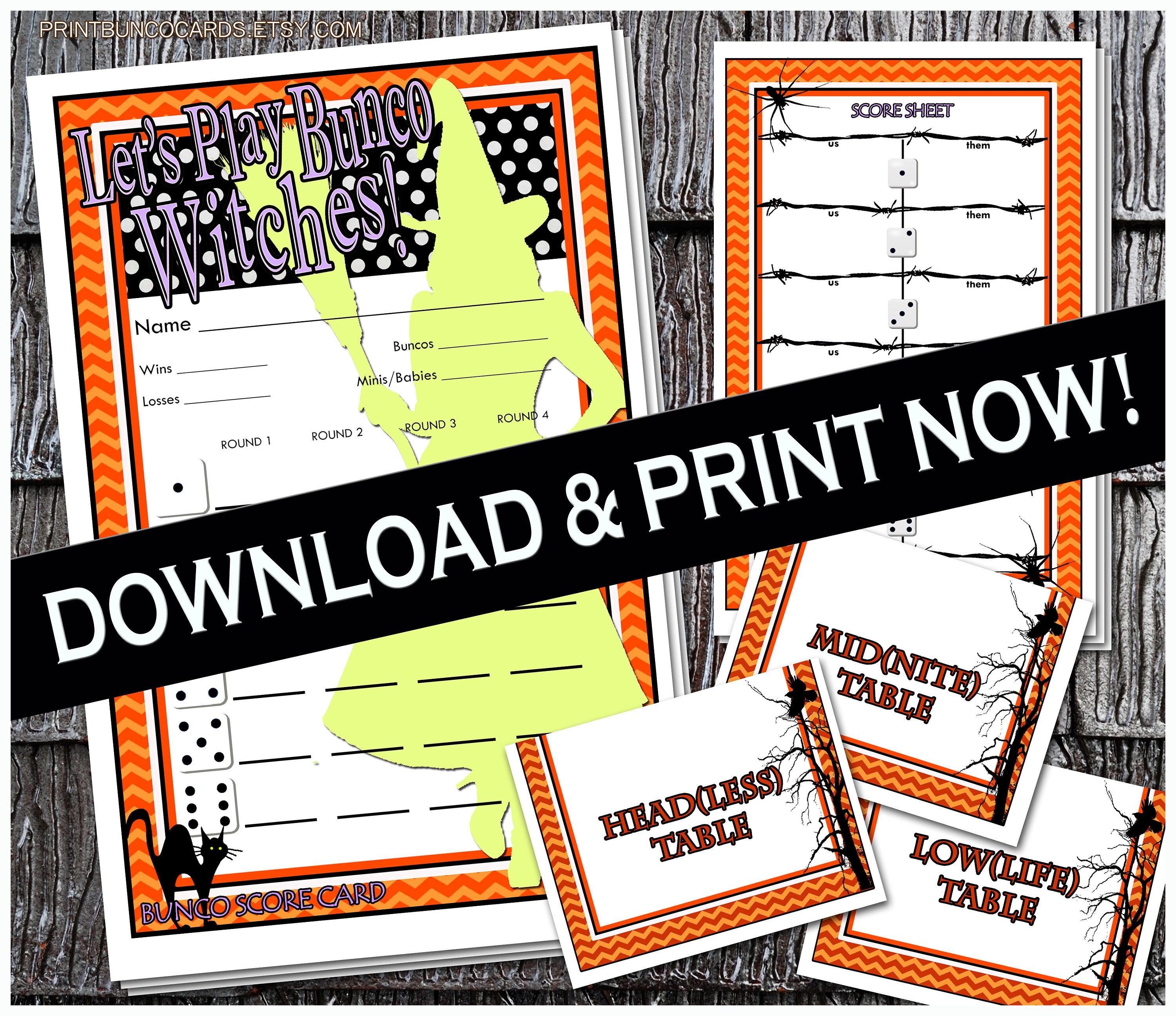 Printable Halloween Bunco Cards Etsy.