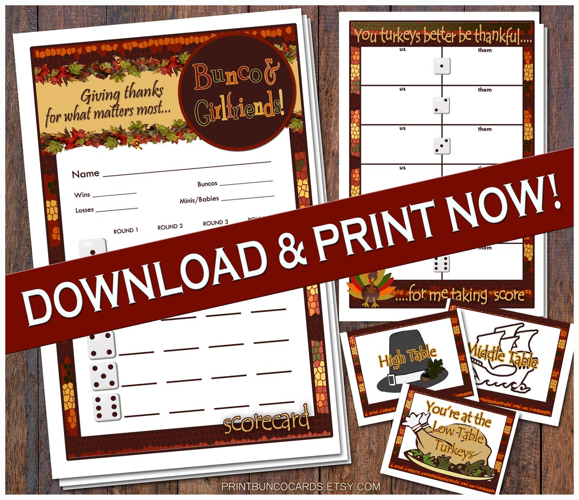 Printable Thanksgiving Fall Bunco Cards Bunko Printables | Etsy
