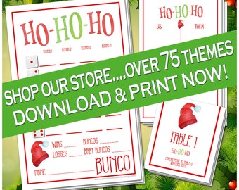 Printable Bunco Set Ho Ho Ho Christmas Complete Custom Bunco Set Bunco Card Bunco Tally Sheet Bunco Table Cards Bunko Free Minor Changes
