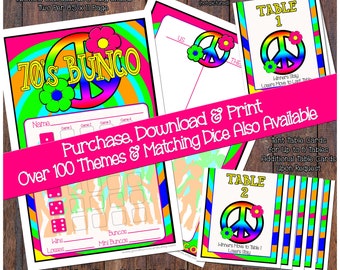 Printable 70's Themed Bunco Cards Bunko Scorecards Score Sheets Instant Download Free Minor Changes Disco