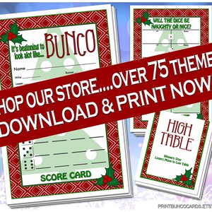 Printable Bunco Christmas Set Bunko Cards Printables Scorecard Tally ...