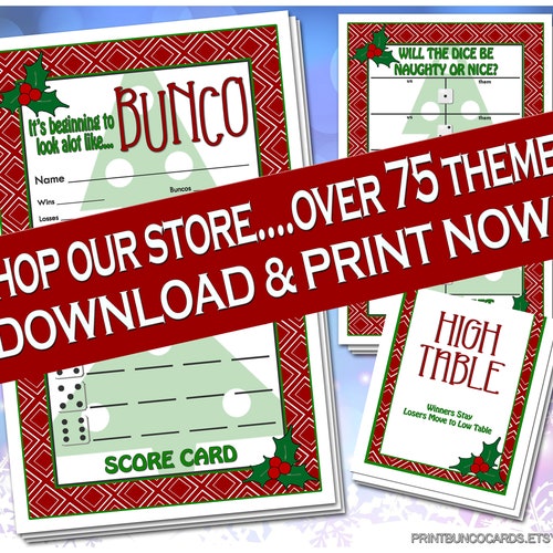 Christmas Printable Bunco Cards - Etsy