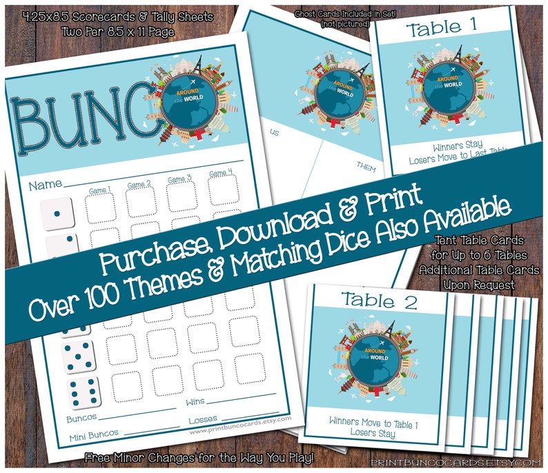 Around the World Travel Printable Bunco Set-complete Bunco Set-bunco ...
