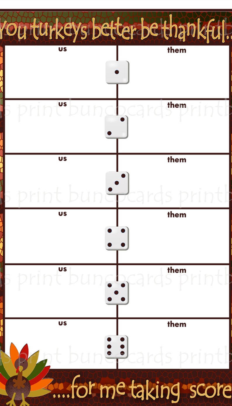 Printable Thanksgiving Fall Bunco Cards Bunko Printables Download ...
