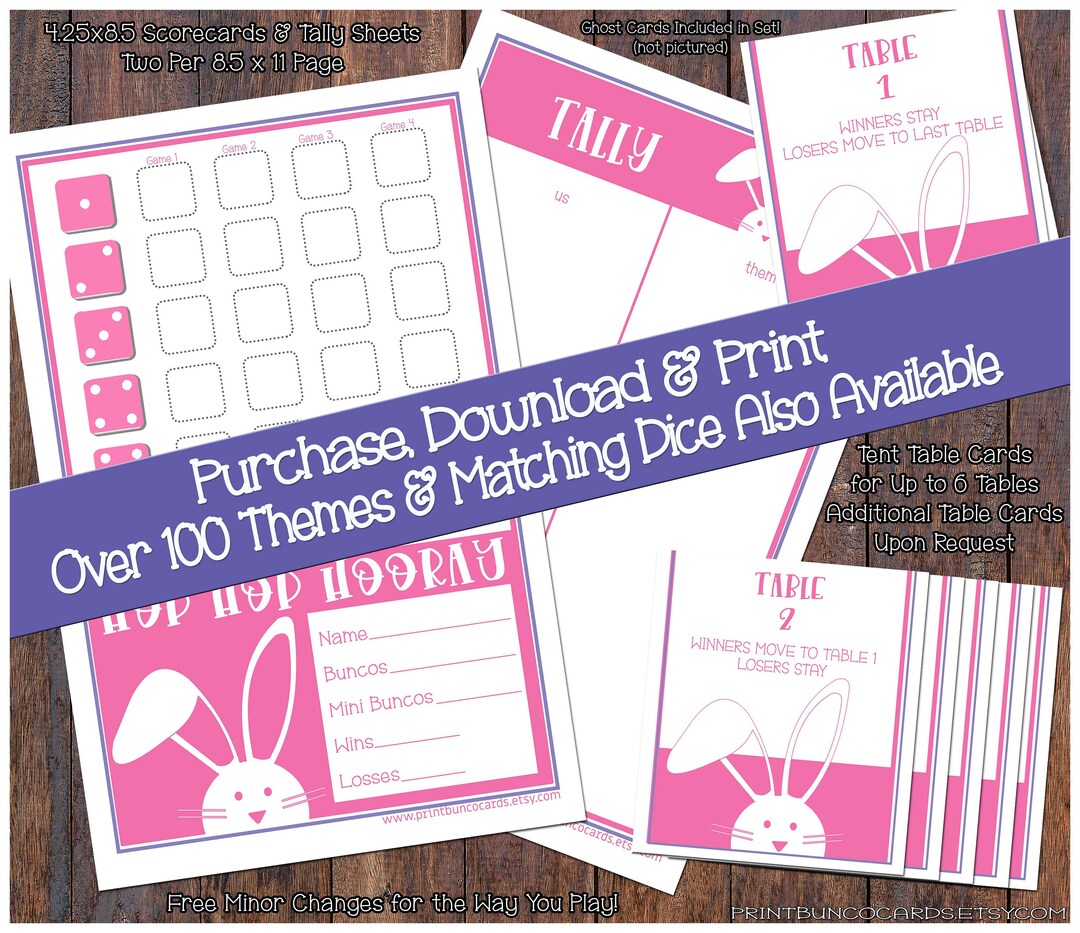 Hop Hop Hooray Easter Bunco Set Easter Bunko Scorecards Printables ...