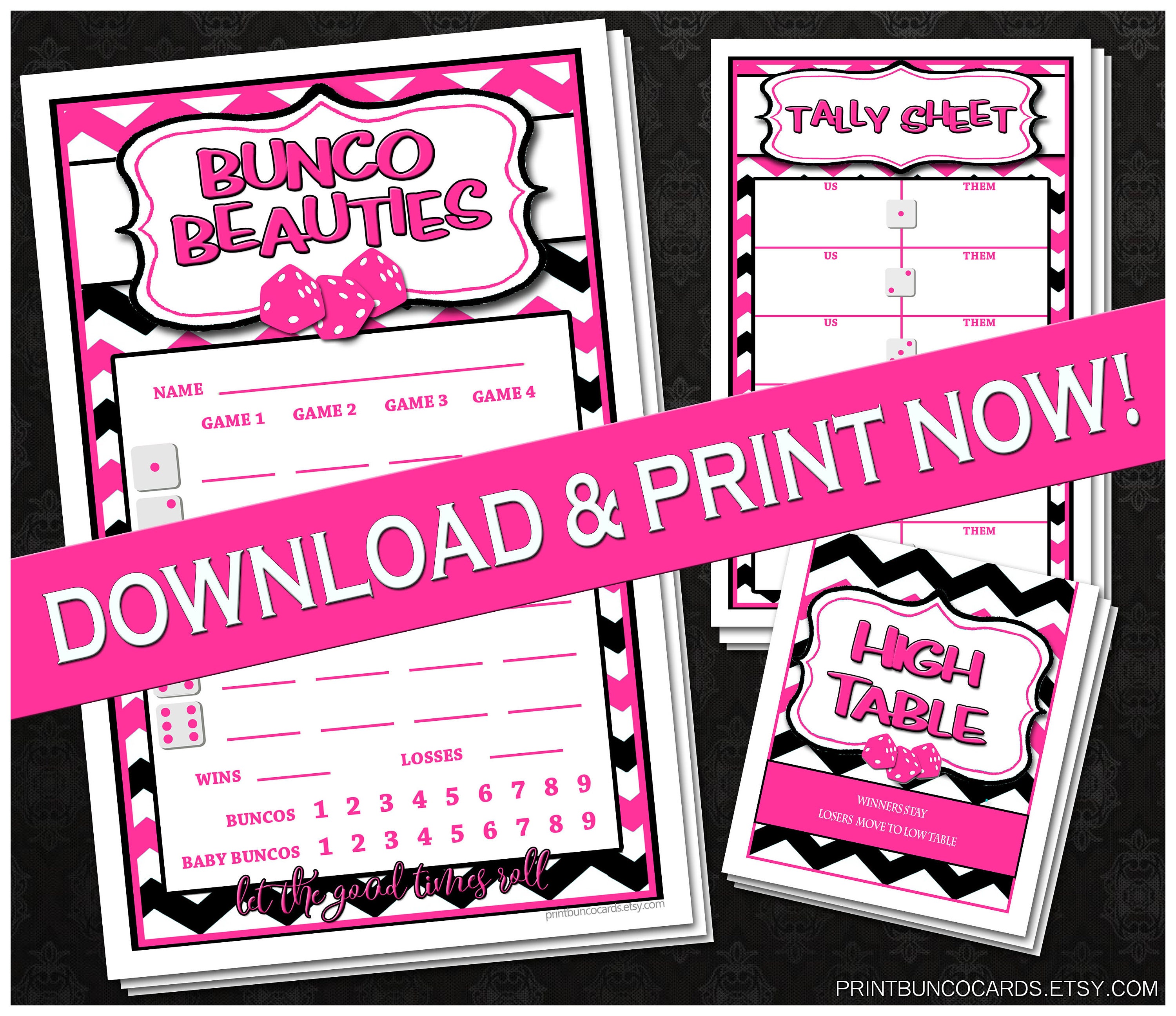 Printable Bunco Cards Bunko Scorecards Score Sheets Instant Download