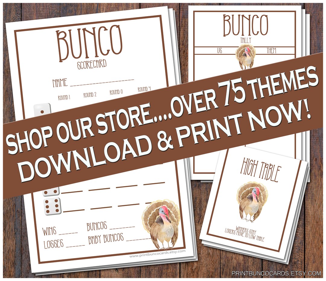 Printable Bunco Set Thanksgiving Turkey Fall Complete Custom Bunco Set ...