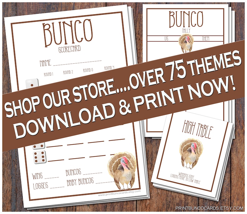 Printable Bunco Set Thanksgiving Turkey Fall Complete Custom Bunco Set ...