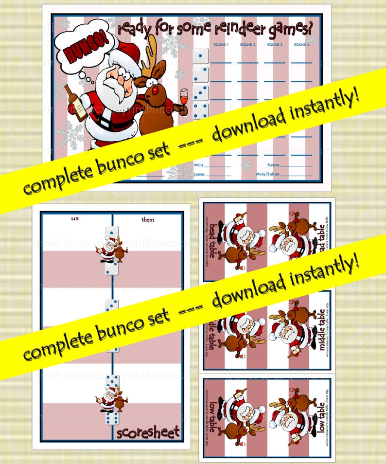Reindeer Winter Complete Printable Bunco Set Christmas Bunko - Etsy