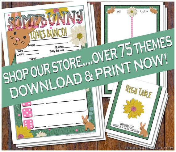 Somebunny Loves Bunco Set Easter Bunko Scorecards Printables | Etsy