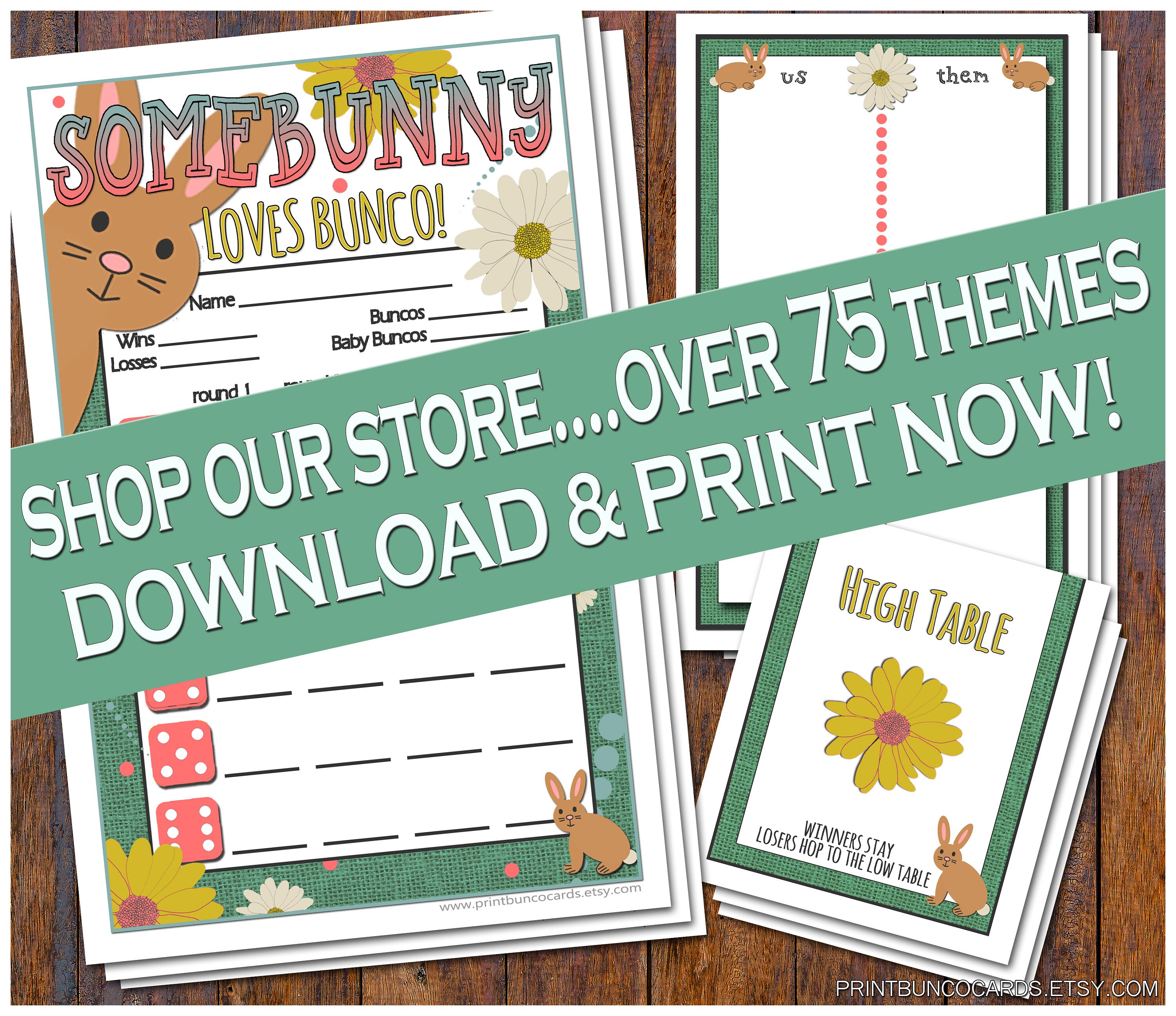 Somebunny Loves Bunco Set Easter Bunko Scorecards Printables | Etsy