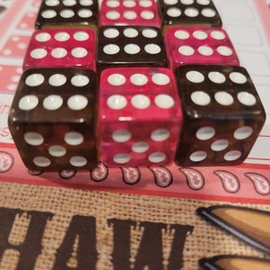 Cowgirl Dice Set of 9 Bunco Dice Bunko (16mm) for your Western Themed Bunco Party FREE SHIPPING