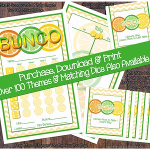 Printable Summertime Citrus Bunco Cards Bunko Scorecards Score Sheets Instant Download