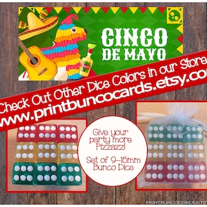 Cinco de Mayo Dice Set of 9 Dice Bunko 16mm for your Themed Bunco Party FREE SHIPPING
