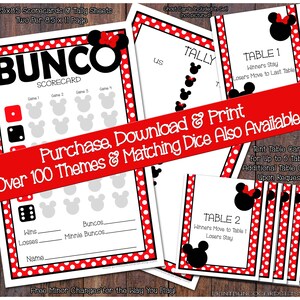 Rote und schwarze Maus Tag druckbare Bunco Set-Komplettes Bunco Set-Bunco Karte, Bunco Zählblatt, Bunco Tischkarten (Bunko)