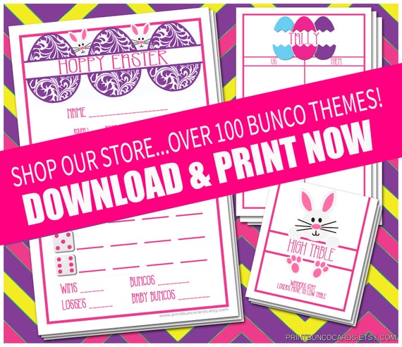 Hoppy Easter Bunco Set Easter Bunko Scorecards Printables | Etsy
