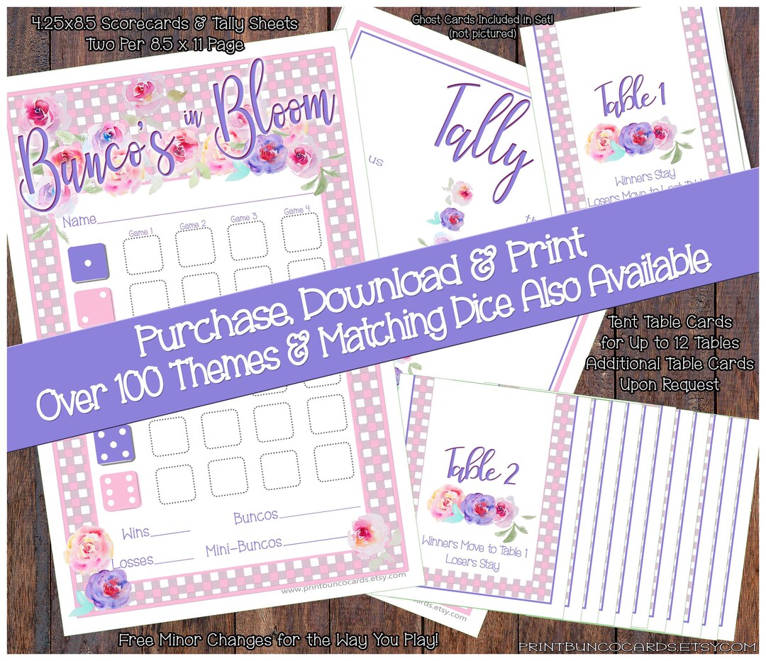 Bunco's in Bloom Flowers Spring Bunco Set Easter Spring Pastel Bunko ...