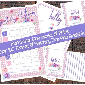 Bunco's in Bloom Bloemen lente Bunco Set Pasen lente Pastelkleur Bunko scorecards Printables Tally Download gratis kleine wijzigingen