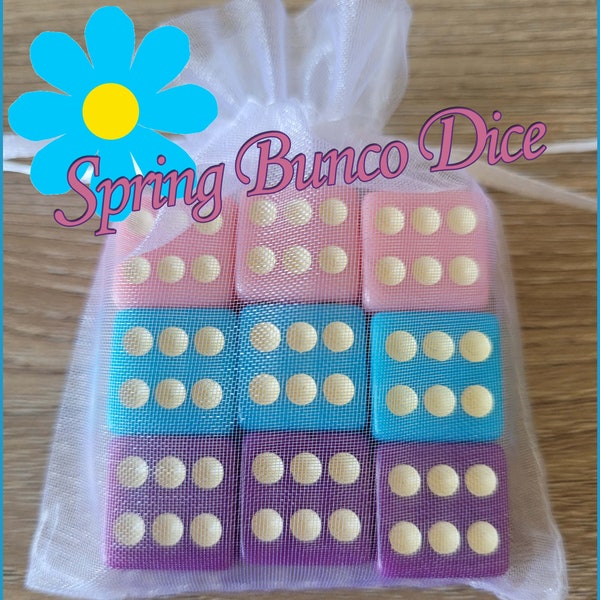 Spring BUNCO Party Dice Set 9 dice FREE SHIPPING