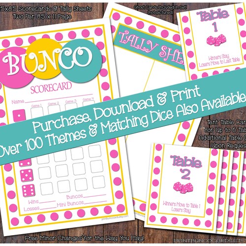 Printable Bunco Cards Bunko Scorecards Score Sheets Instant - Etsy
