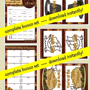Printable Thanksgiving Fall Bunco Cards Bunko Printables Download ...