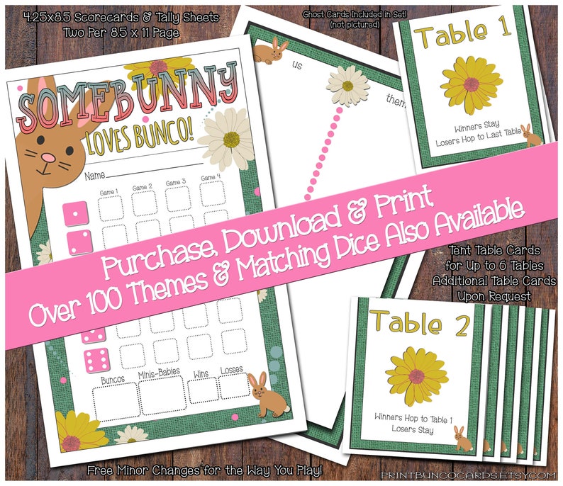 Somebunny Loves Bunco Set Easter Bunko Scorecards Printables Tally ...