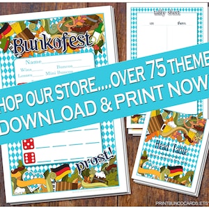Ensemble de Bunco « Bunkofest » de l&#39;Oktoberfest Cartes Bunko imprimables Bunco Fall Instand à télécharger gratuitement