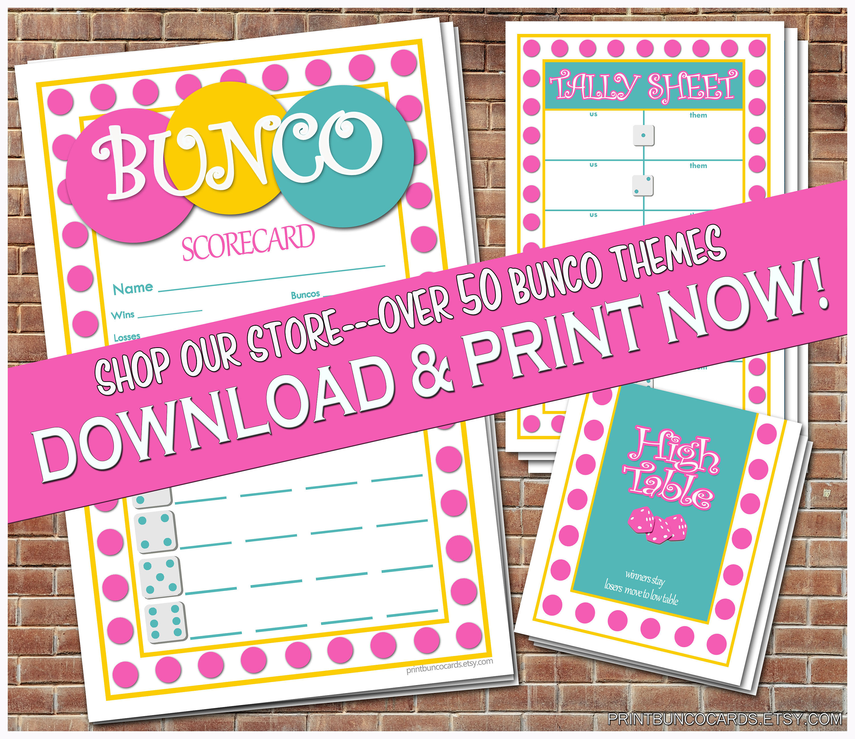 Printable Bunco Cards Bunko Scorecards Score Sheets Instant Etsy