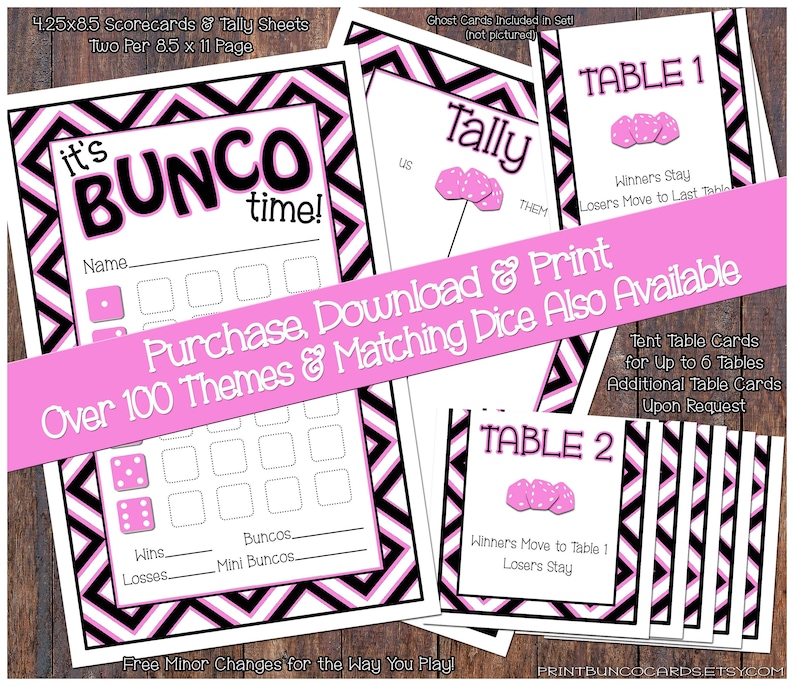 Printable Bunco Cards Bunko Scorecards Score Sheets Instant Download