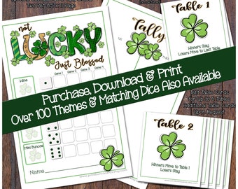 St. Patrick's Day Blessed Printable Bunco Set-Complete Bunco Set-Bunco Card, Bunco Tally Sheet, Bunco Table Cards (Bunko)