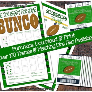 Printable Football Game Day Bunco Cards Superbowl Bunko Scorecards Score Sheets Instant Download Free Minor Changes