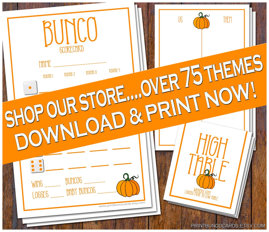 Printable Bunco Set Pumpkin Halloween Fall Complete Custom Bunco Set ...